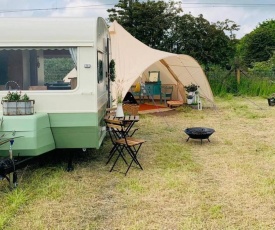 Private glamping in a vintage caravan & bell tent